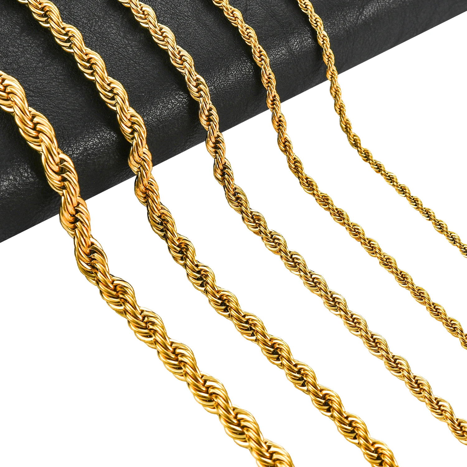 2/3/4/5/6mm Rope Chain Necklace Stainless Steel Men Women Never Fade Choker Jewelry Accessories Gold Color Plated Chains Gift